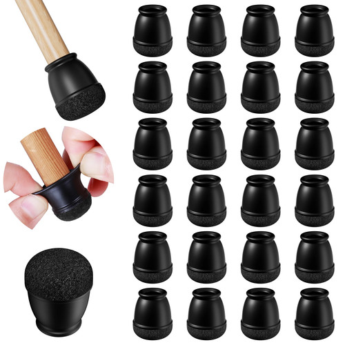 16pcs black silicone chair leg - black,